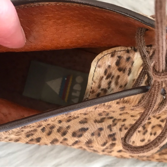 ALDO | Rare Vintage 80’s Faux Leopard Fur Leather Lace Up New Wave Shoes - Picture 13 of 15